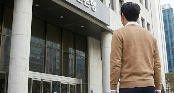 은행을 나서는 남자